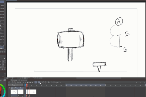 آموزش رایگان انیمیشن فریم به فریم (ضربه چکش) | بخشی تمرین دوره فریم ورک با Clip Studio Paint 3