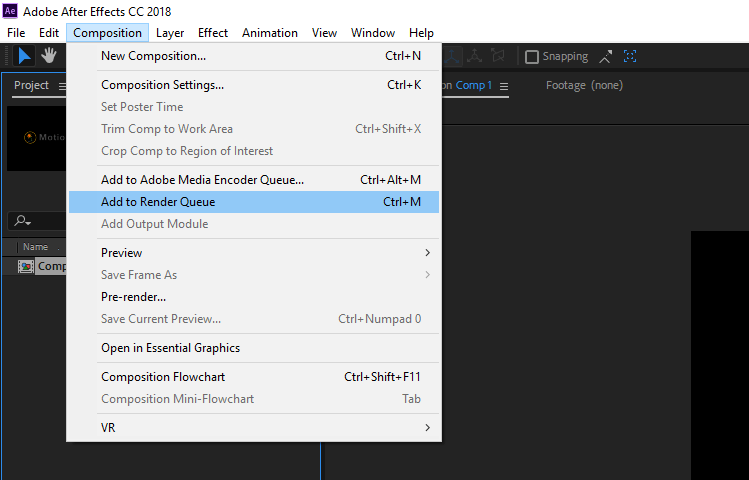 انتقال کامپ به صف رندر در افتر افکت