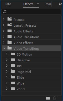مکان قرارگیری ترنزیشن در پریمیر